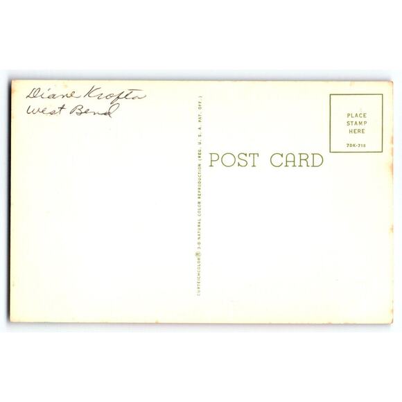 Map Postcard Greetings From Wisconsin Fisherman's Paradise Chrome Retro Vintage - Picture 2 of 2